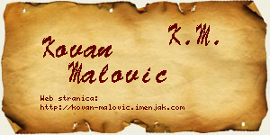 Kovan Malović vizit kartica